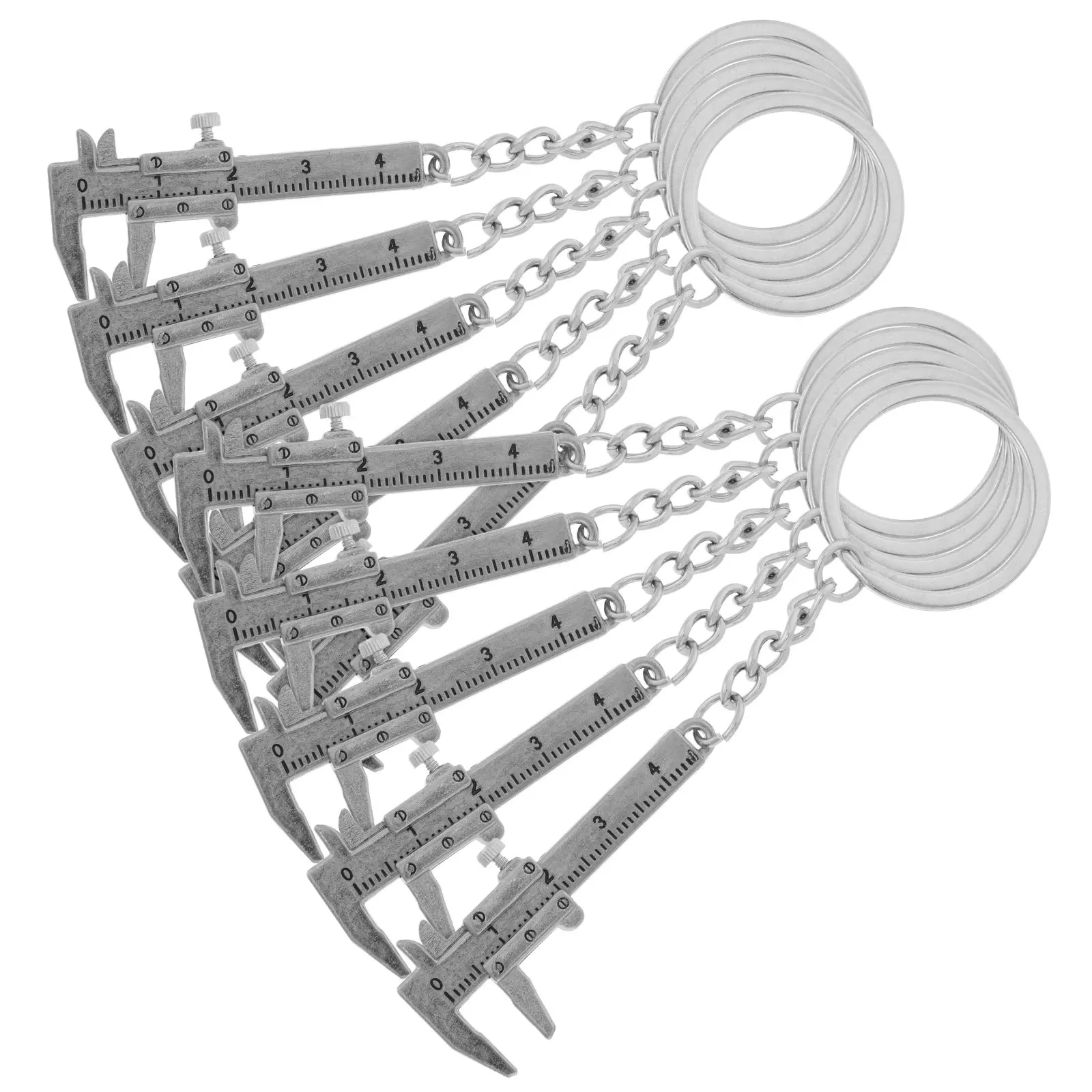 10pcs Mini Caliper Keychain – Portable Zinc Alloy Measuring Tool for Length, Depth & Diameter