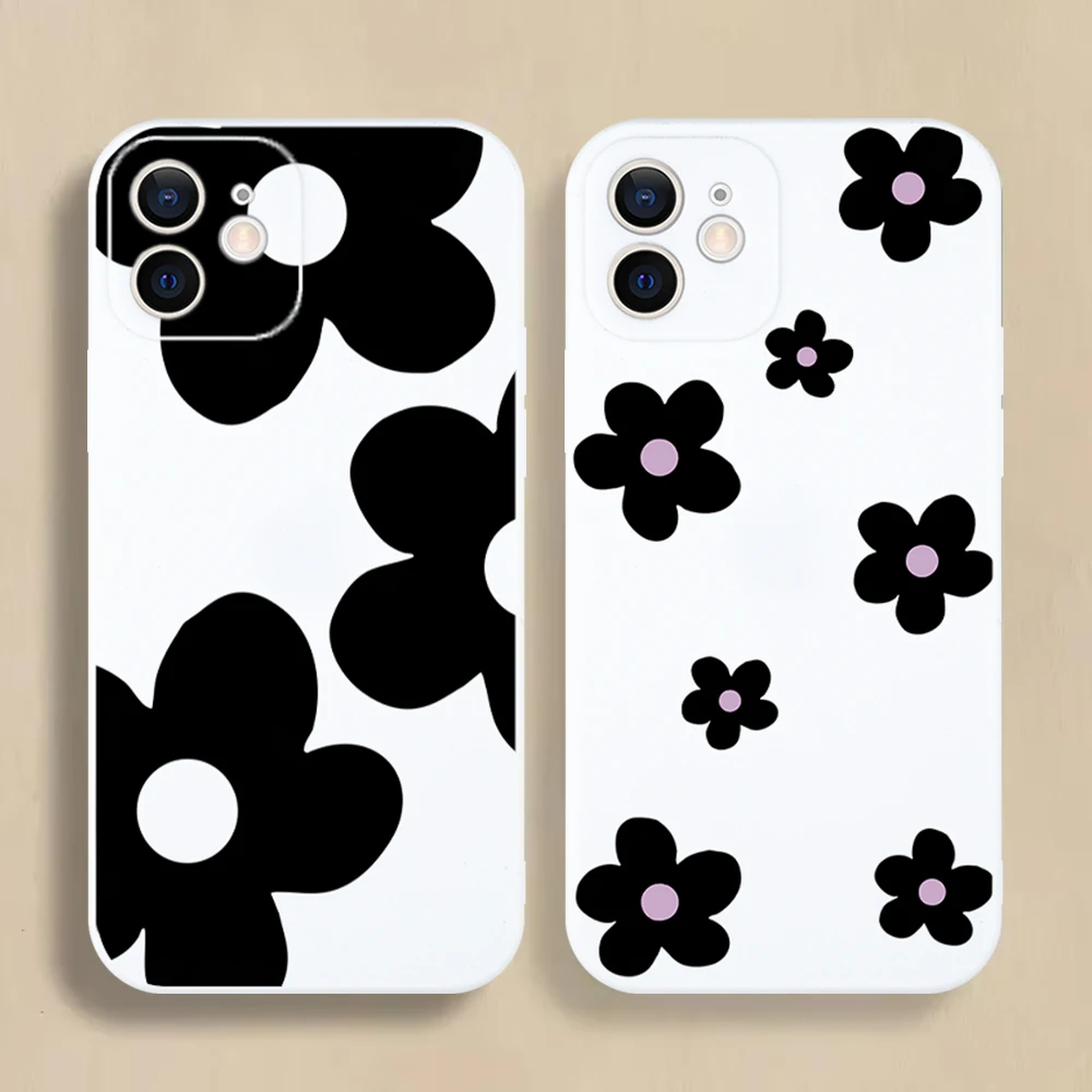 

Daisy Floral Phone Case For iPhone 16 15 14 13 12 11 Pro Max Mini X XS SE4 7 8 Plus 16E Shockproof Non-Slip Silicone Soft Cover