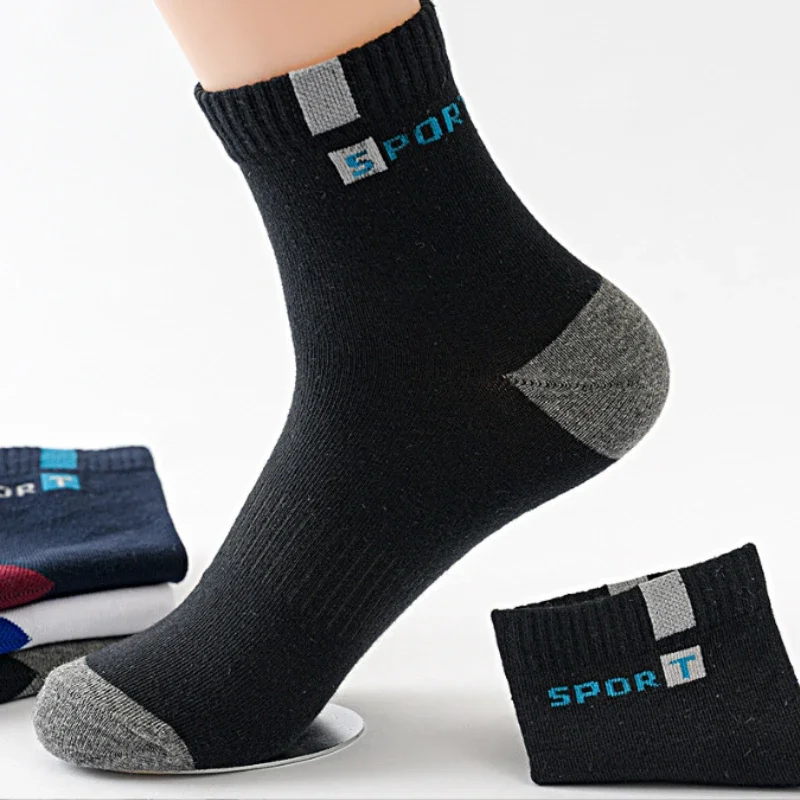 5/10 Pairs Men Socks High Quality Sports Polyester Mid Tube Crew Breathable Deodorant Business Ankle Socks Autumn Spring Casual