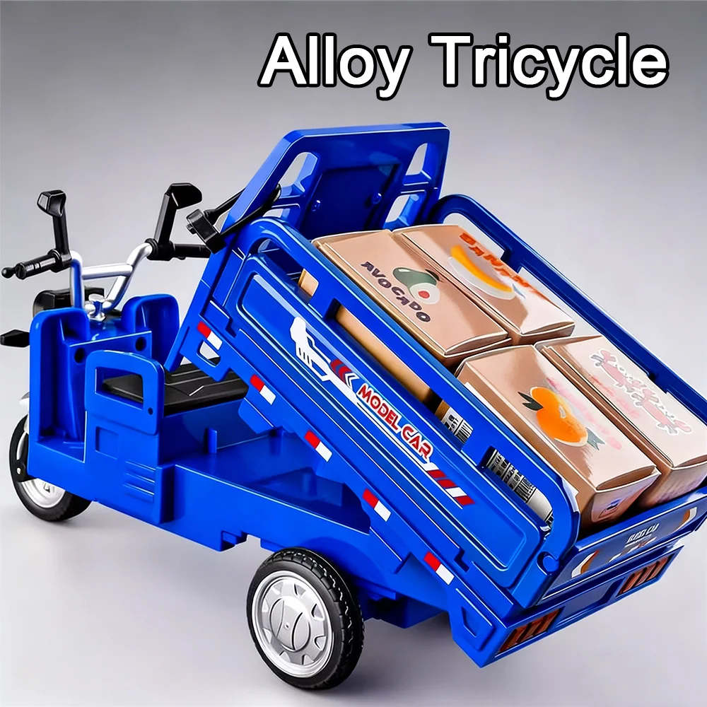 1:12 Metal Tricycle Motorcycle Car Toy Diecast Model with Sound Light Vehicle Pull Back Miniature Vehicles for Kids' Edutainment
