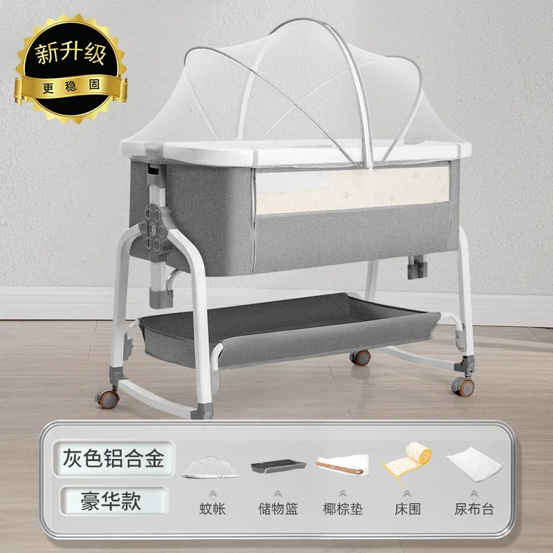 Crib Foldable Splicing Large Bed Portable Bed Mobile Newborn Multi-functional Mobile Baby Bed