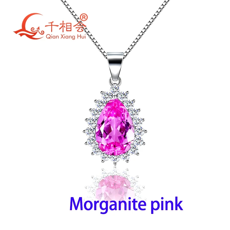 

Груша 4,5 карата 8*12 мм Голубь кроваво-красный/розовый цвет, лабораторный рубиновый инвертор, белый ореол, муассанит, серебряное ожерелье с подвеской S925