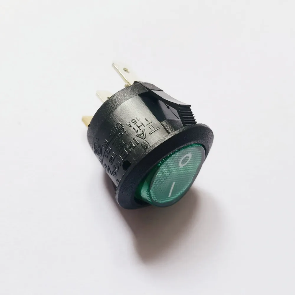 Original new 100% round light switch TH1 T85/55 15A 250VAC rocker switch 3pin red green button