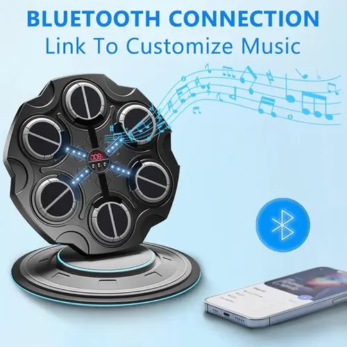 Imagen 2 del producto Máquina de boxeo musical con Bluetooth, máquina de entrenamiento de boxeo con guantes, soporte de pared de boxeo de velocidad ajustable para niños, adultos, oficina y hogar