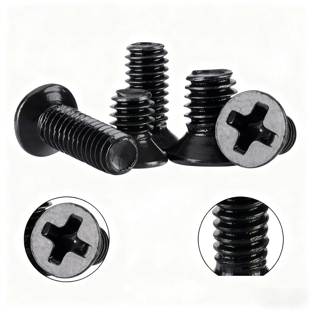

480pcs m3 screw set Countersunk Flat Phillips Head Machine Screws Bolts Nuts Assortment Kit Black Carbon Steel m3x6 m3x8m m3x16