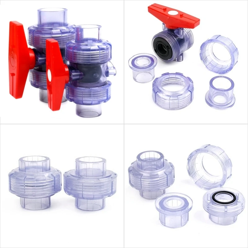 20~63mm Blue Transparent UPVC Pipe Connectors Aquarium Fish Tank Drainage Pipe Quick Fittings Garden Irrigation Tube Joint Valve