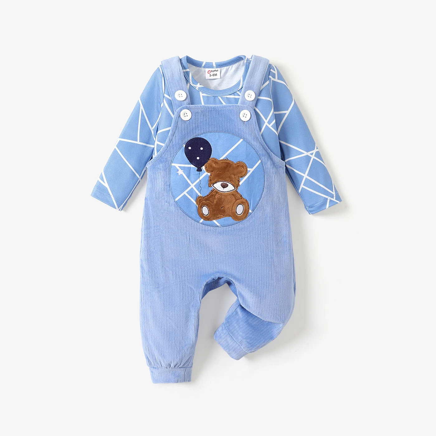 

PatPat 2PCS Baby Boy Childlike Animal Bear Pattern Set