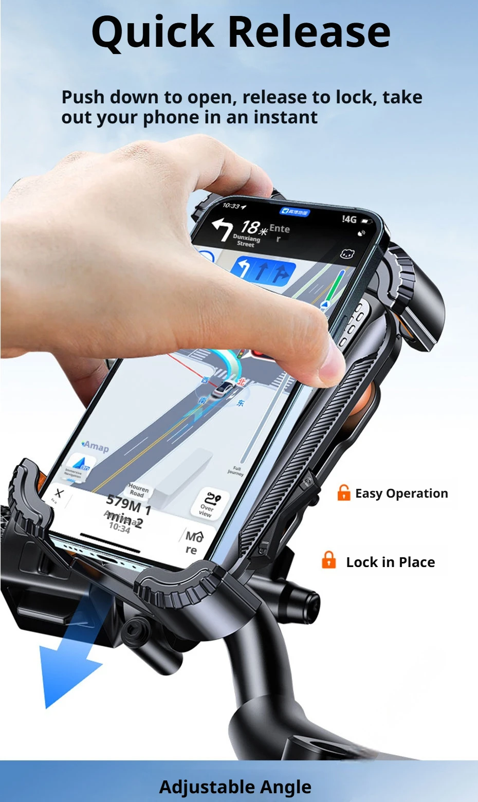 Stoßdämpfende Motorrad-Handyhalterung 360° ° Drehbarer Fahrrad-Handyhalter für 4,7-7,2 Zoll Smartphones – Detail 7