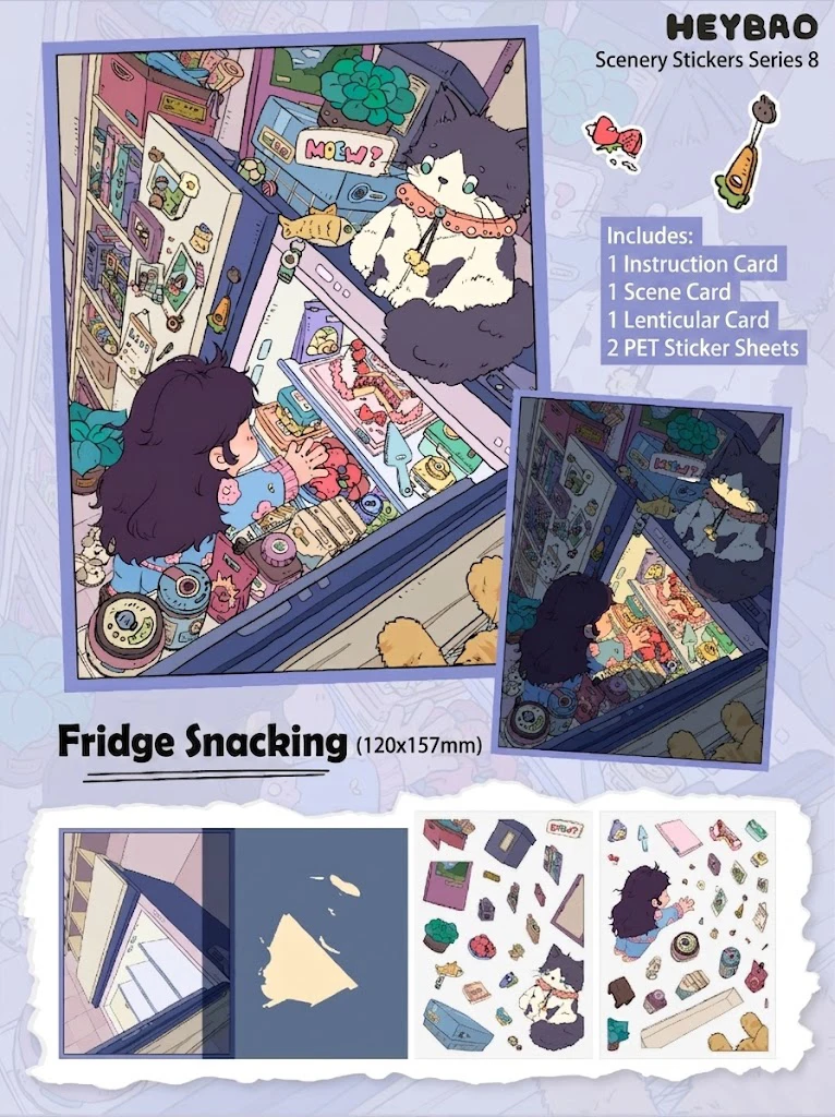 HEYBAO Anniversary Mini Scene Book | Japanese Retro Comic Stickers & Cards, for Journal & Scrapbook Decor