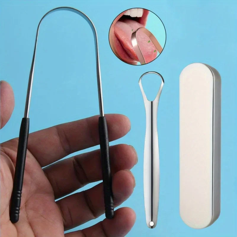 

Скребок для языка из нержавеющей стали, удаление грязи на языке, покрытие для ухода за полостью рта для взрослых, очищающее средство для языка, упаковка для утюга для дома и путешествий