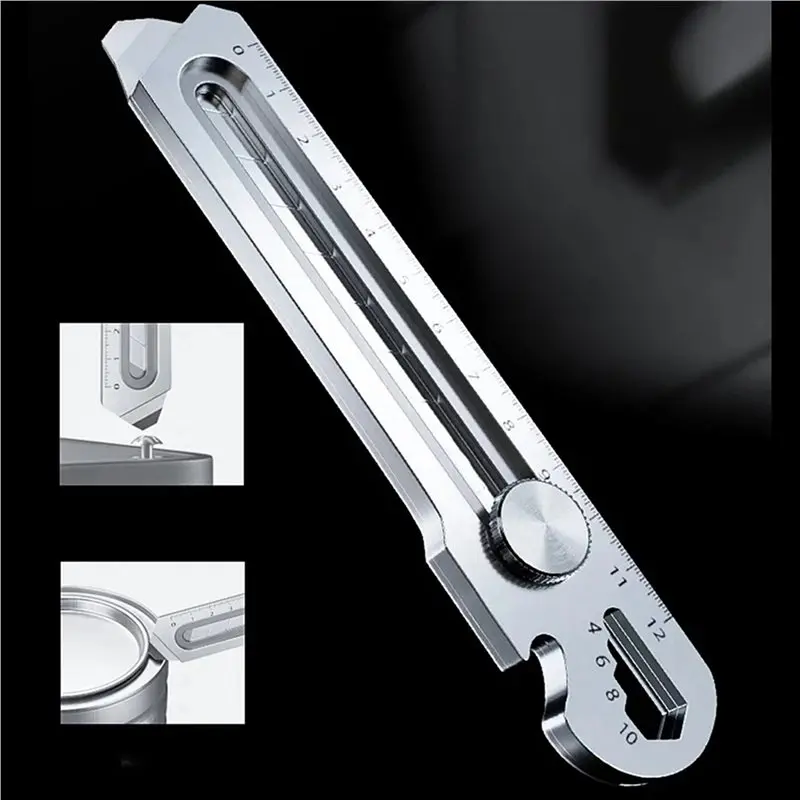 2X 6 In 1 Multifunction Stainless Steel Utility Knife Tail Break Design/Ruler/Bottle Opener Retractable Box Cutter