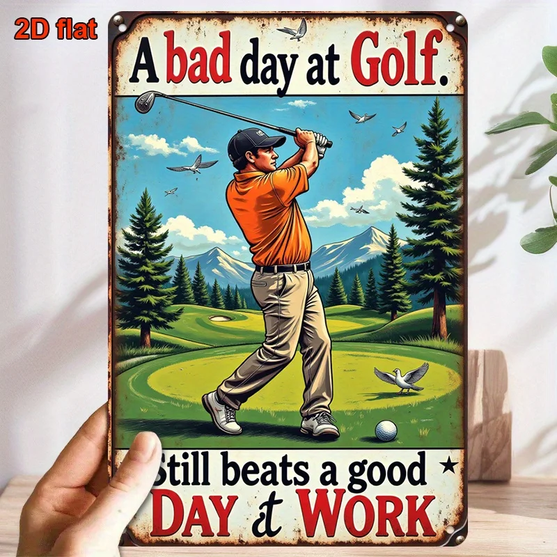 2D Flat,1pc Vintage Golf Metal Sign-Funny Golf Decor with Inscription