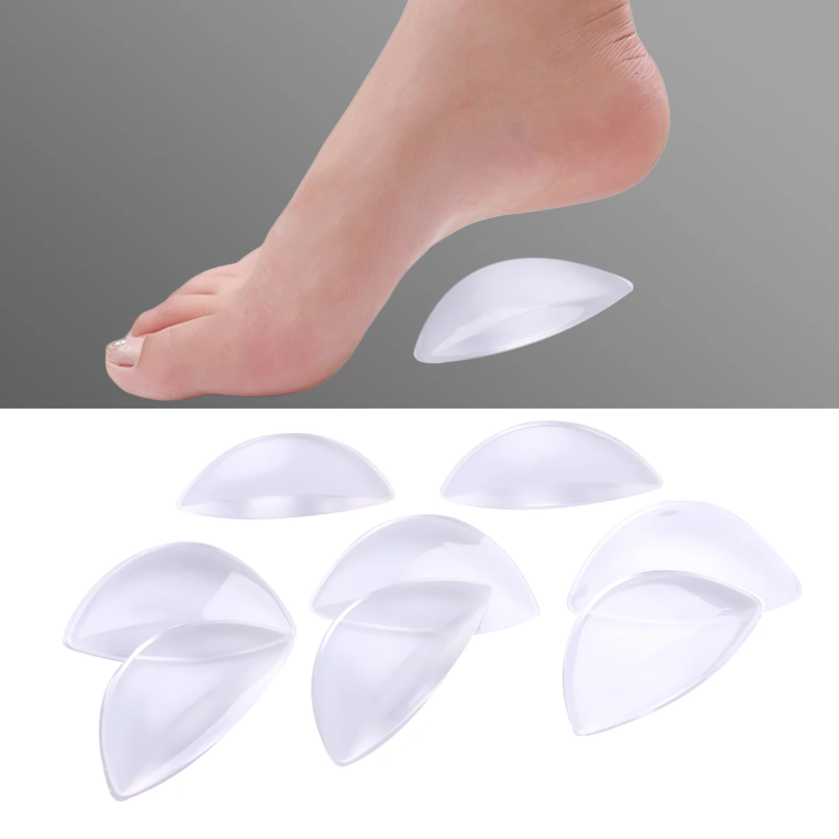 

4 Pairs Soft Transparent Gel Insoles 35x18mm Arch Support for Flat Feet Pain Relief Adhesive Massage Pad Orthotics Tool