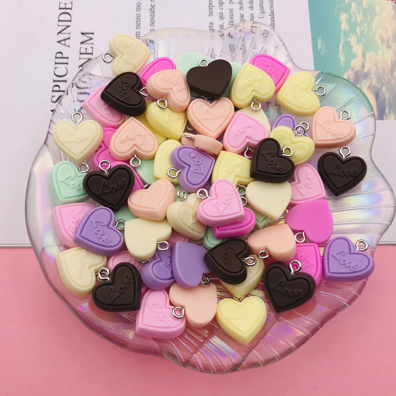20pcs Hot Selling Resin Cute Kawaii Love Chocolate Charm for Keychain, Earring, Scrapbooking, DIY Making, Necklace