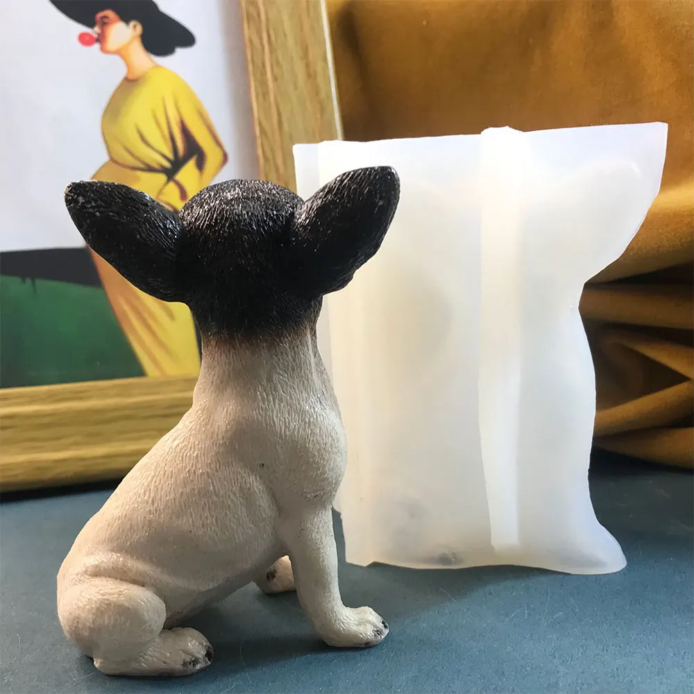 Chihuahua Silicone Mold 3D Animal Dog Plaster Epoxy Resin Mold DIY Desktop ornaments