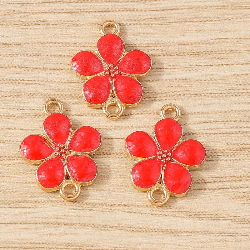 Tusember 20 Stück 14x18mm Bunte Emaille-Blumen-Charms-Verbinder für Schmuckherstellung, Armbänder, Halsketten, DIY-Handarbeitszubehör – Detail 10