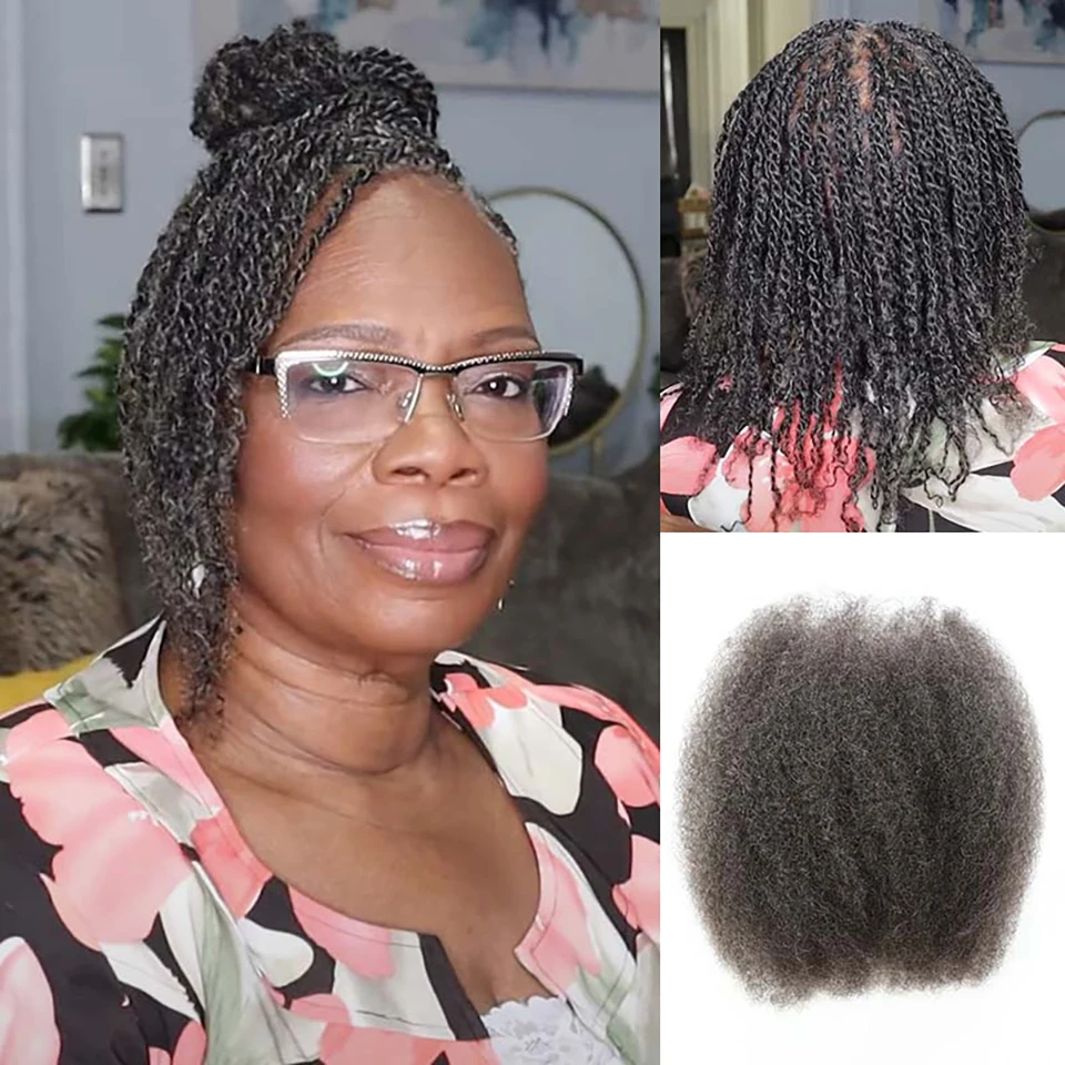 Elegante cabello humano peruano Afro rizado a granel para trenzar rastas, nuevo cabello Remy Qvr de Color púrpura