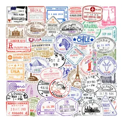 10/30/50PCS New Transparent Postmark Stickers Vintage Stamp Seal Waterproof Sticker for Travel Luggage Laptop Guitar Suitcase