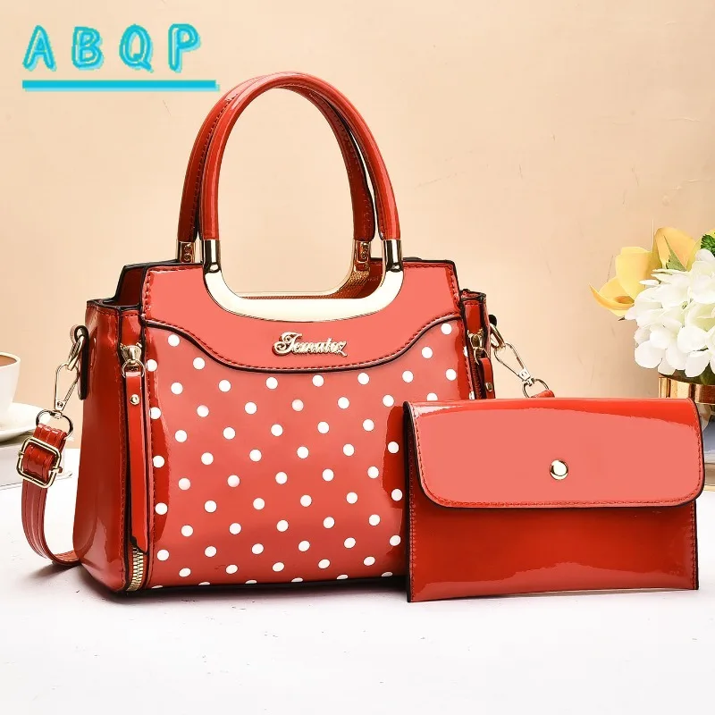 ABQP New Women's Handbags Luxury Brand Bright Leather Women's Shoulder Crossbody Bag 2-piece Set Fashionable Casual Women's Bag