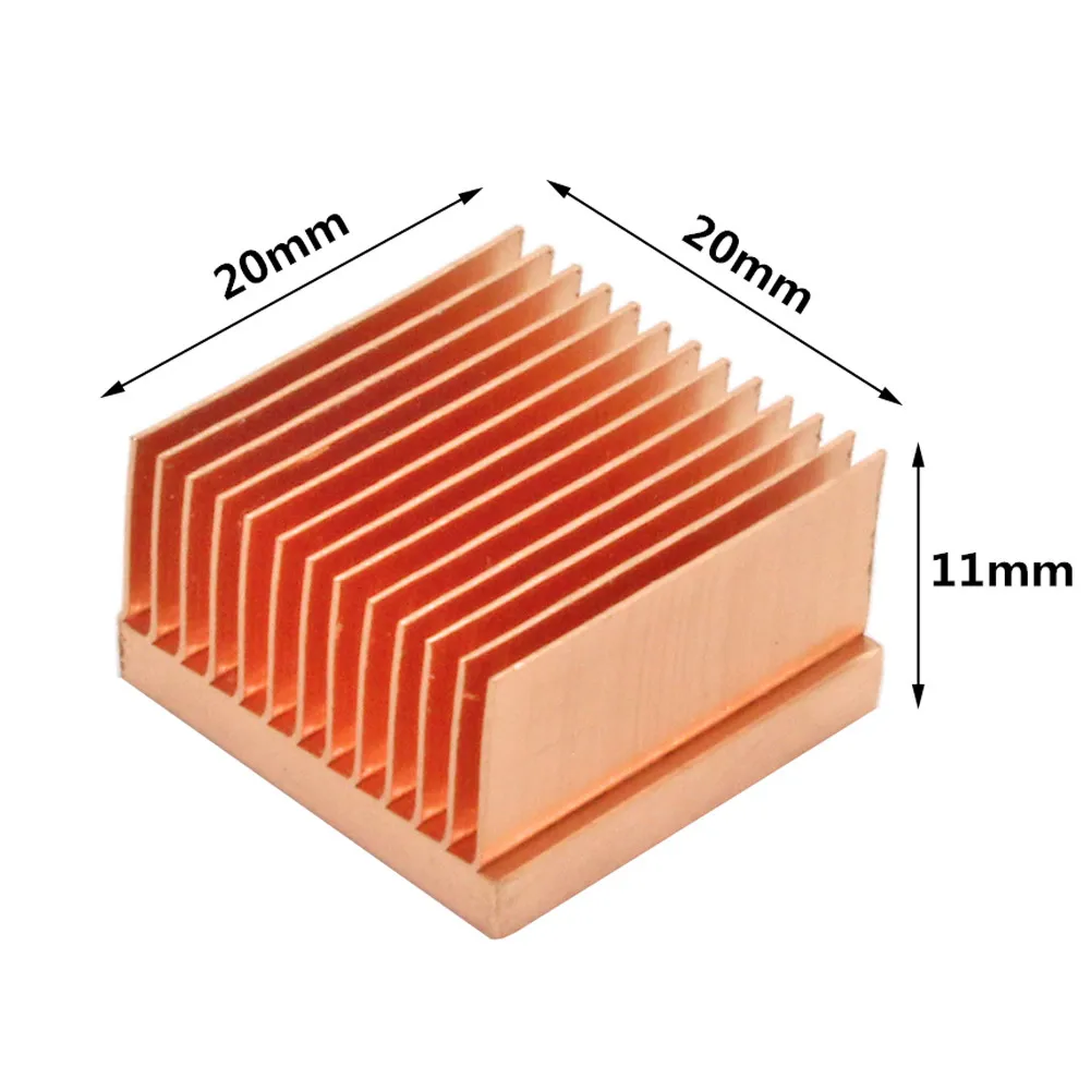 20x20x11mm Pure Copper Heatsink Small Heat Sink Radiator for Raspberry pi Electronic Chip MOS IC 3D printer Cooling Cooler