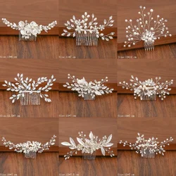 Silver Color Pearl Rhinestone Wedding Hair Combs Hair Accessories For Women Accessories Hair Ornaments Jewelry Bridal Headpiece
