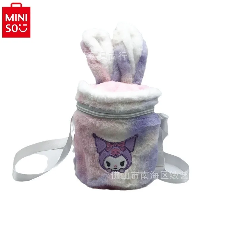 MINISO Sanrio cartoon hello kitty Kuromi fashion ladies plush shoulder bag large capacity multifunctional diagonal bag.