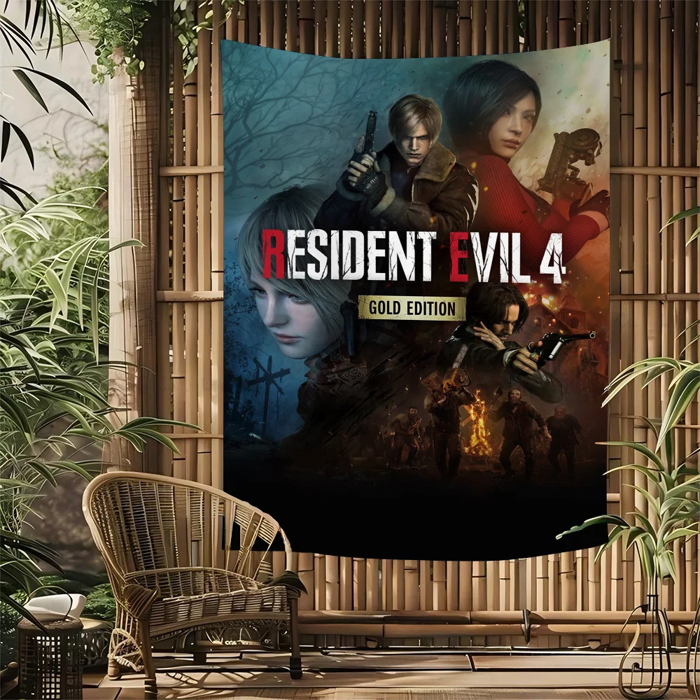 Game R-RESIDENT EVIL Printed Large Wall Tapestry Hanging Tarot Hippie Wall Rugs Dorm Home Decor