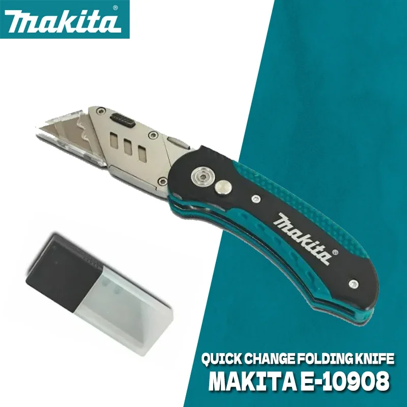 Makita E10908 Utilitário Faca Dobrável Cortador de Tubulação Faca de Bolso Cabo de Madeira Faca Cortador de Papel Lâmina Desembalagem Ferramentas Cortador