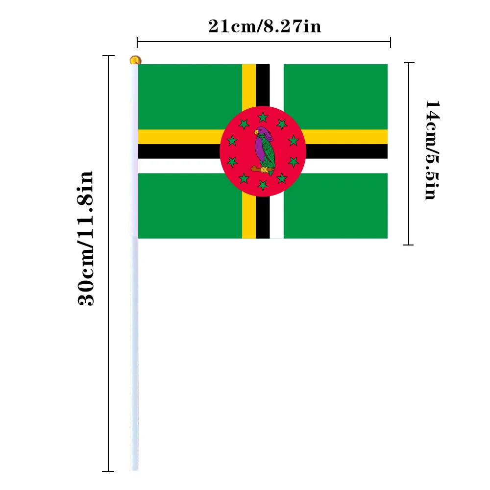 CYPOMELO Flag Dominica national flag 14 * 21cm Dominica national small holding waving flag indoor and outdoor home decoration