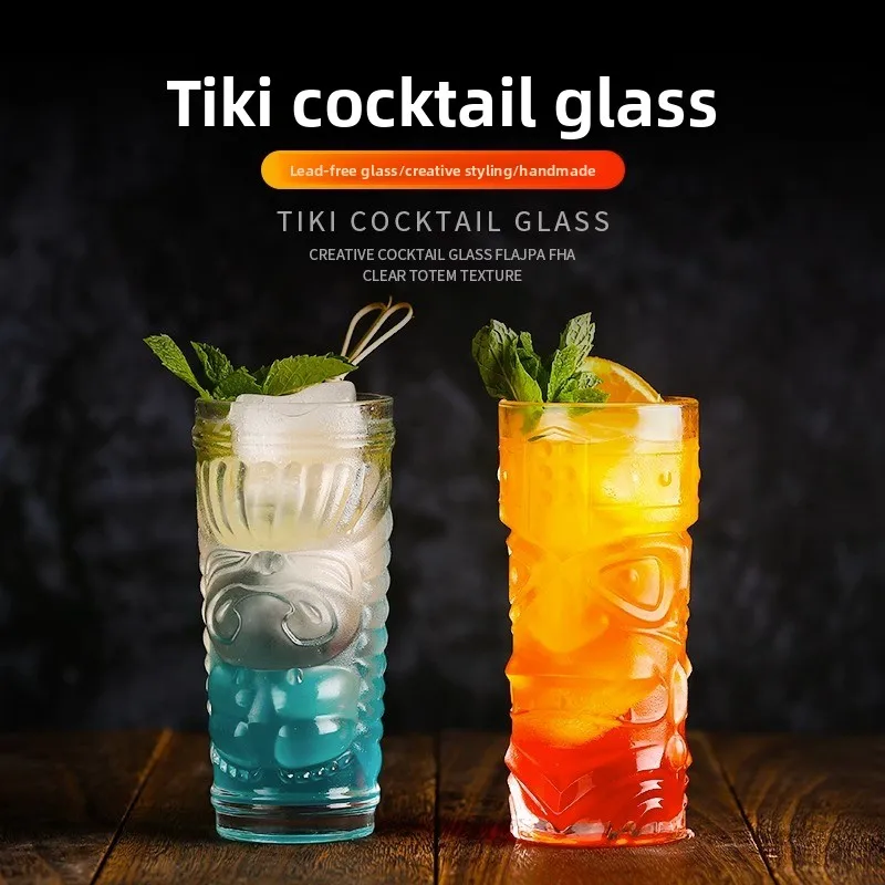 

Hot Selling Hawaiian Tiki Mugs, Creative Glass Juice Cocktail Cups, Totem Ghost Face Barware for Party Home Decor Festive Drinks
