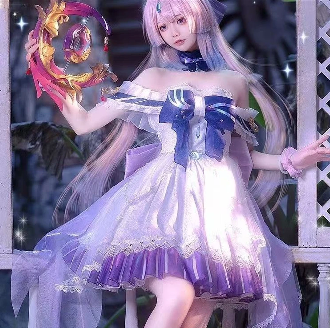 

Genshin Impact Cosplay Costume Sangonomiya Kokomi Women's Outfit Phantom Dream Gown Set (2D Style)