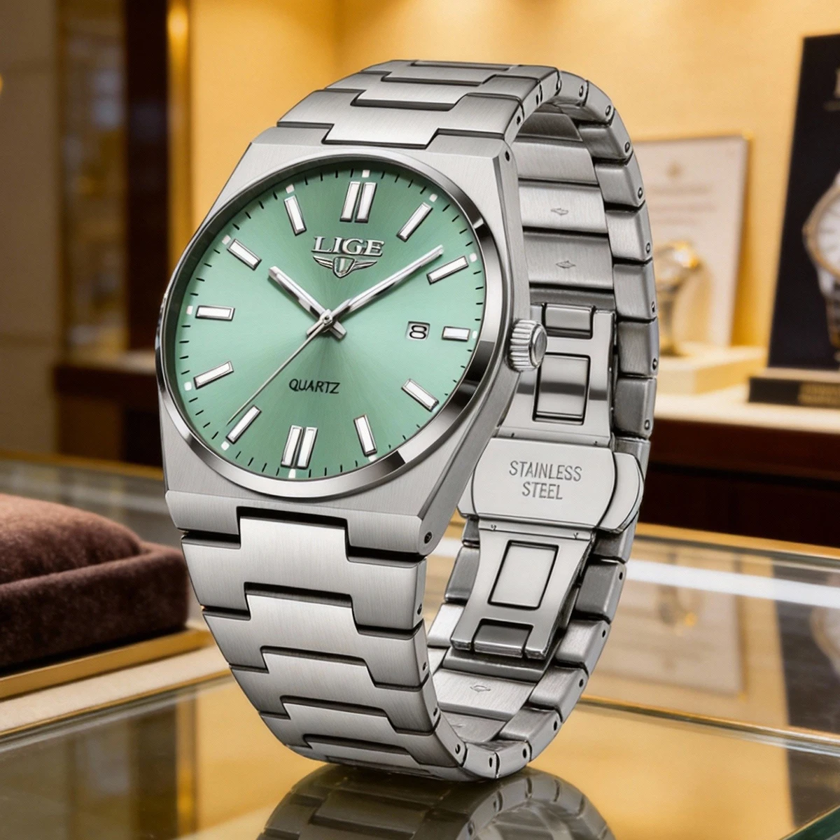 LIGE Luxury Brand Men Watches Students Fashion Casual Full Stainless Steel Band Simple Date Quartz Wrist Vintage Watch Silver