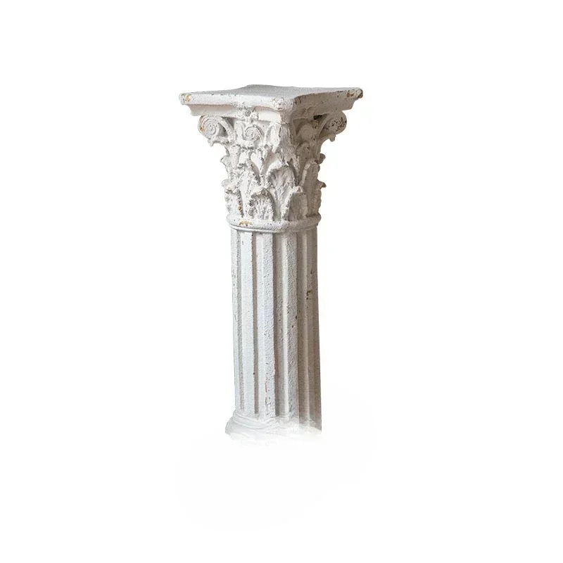 European retro, old wedding Roman column, flower shelf villa living room balcony, decorative flower table