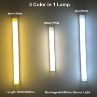 Motion Sensor LED Night Light USB Rechargeable Bedside Lamp Wireless Portable Cabinet Tube Light for Kitchen Wardrobe Staircase