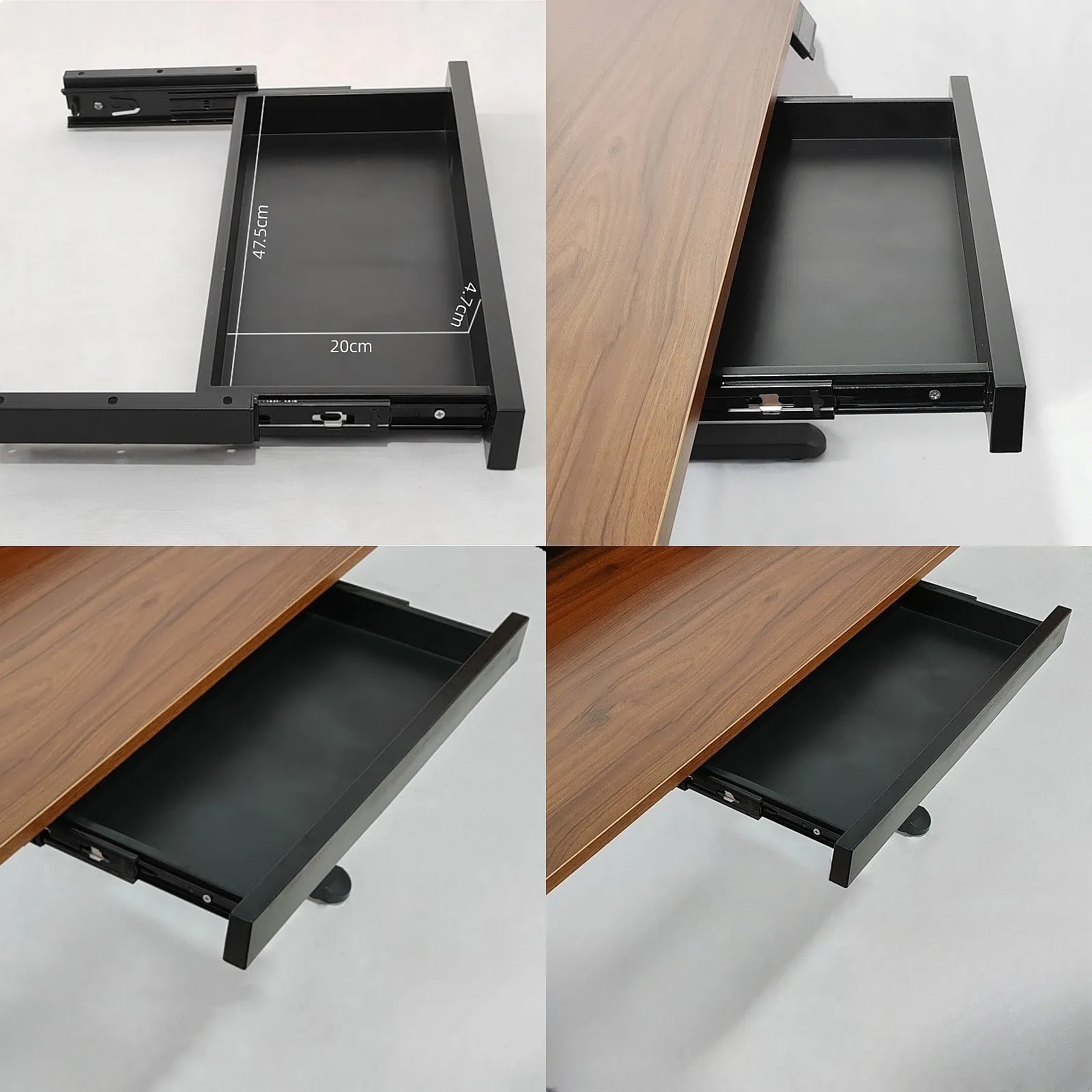 Unter-Schreibtisch-Schublade 48cm ABS-Organizer Multifunktionales Schreibtisch-Aufbewahrungsfach Ausziehbares Computer-Tisch-Aufbewahrungsregal Geräuscharm für Zuhause