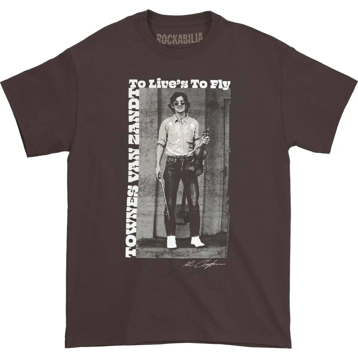 Men'S Townes Van Zandt To Live'S Fly T Shirt Medium Brown