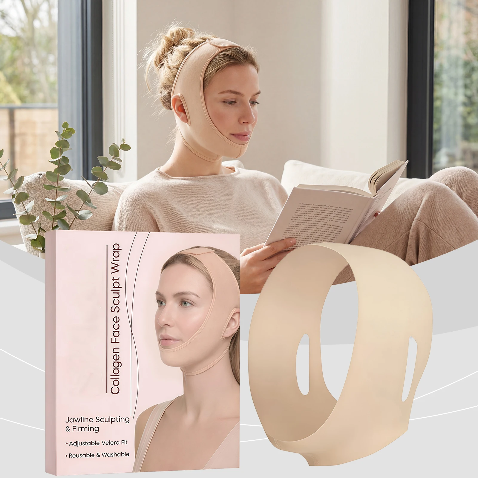 Adjustable Face Slimming Bandage Firm Jawline Remove Double Chin Breathable Reusable Vline Face Jawline Shaper Mask Beauty Tool - view 2
