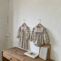 Baby Girl Jumpsuits Spring Clothes Vintage Stylish Floral Ruffles Long Sleeve Baby Bodysuit for Infants Rompers Children Clothes 4