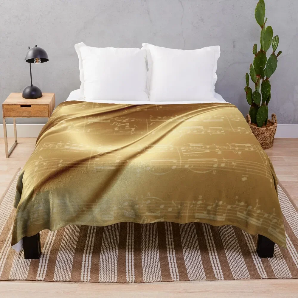 

Music Sheet on Liquid Gold Throw Blanket Sofa Quilt Dorm Room Essentials Beach Baby Blankets