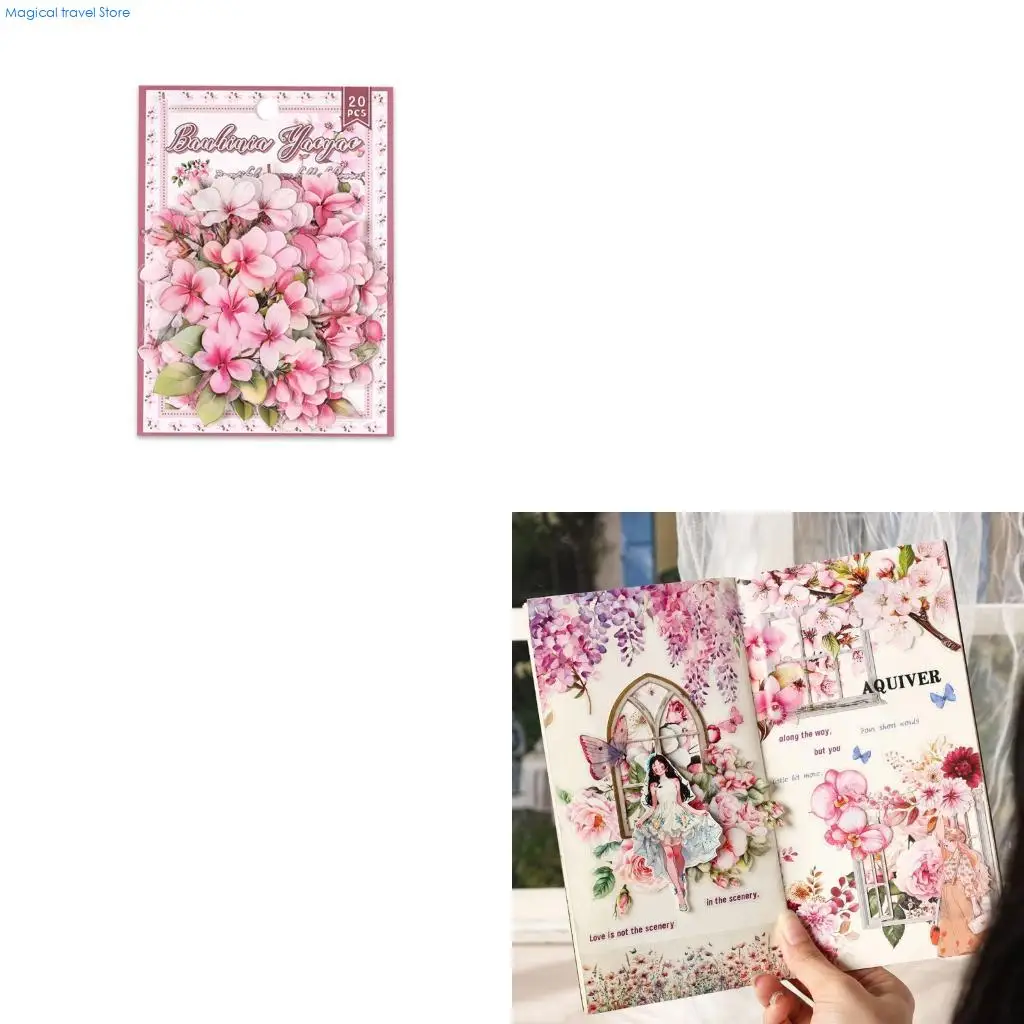 N2UB 20Pcs Plant Flower Sticker for Scrapbooking Notebook Journal Water Bottle Laptop