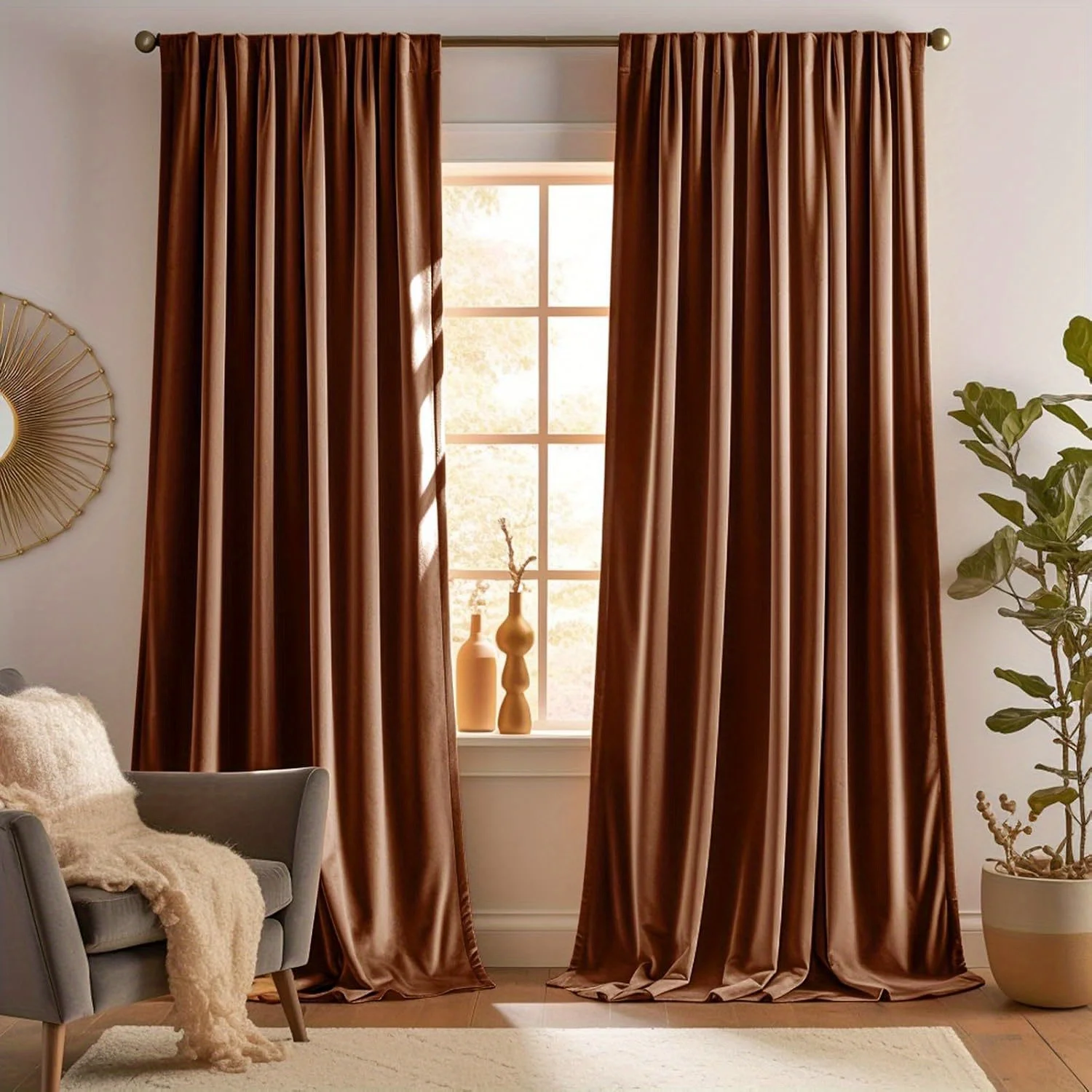 

1 Panel Thermal Insulated Blackout Curtain - Modern Luxury Drapes with Solid Color Soft Privacy Room Darkening Window Suitable f