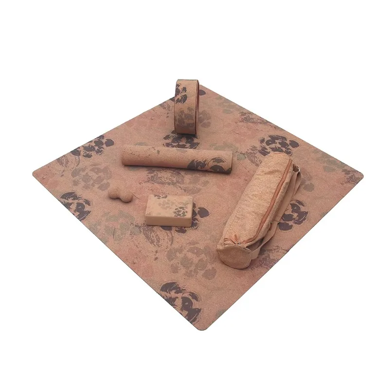 YTYIN 2024 High Quality Custom LOGO Yoga Mats Anti Slip Eco Friendly Natural Cork Rubber Yoga Mat Wheel Block Bag Yoga Mat Set
