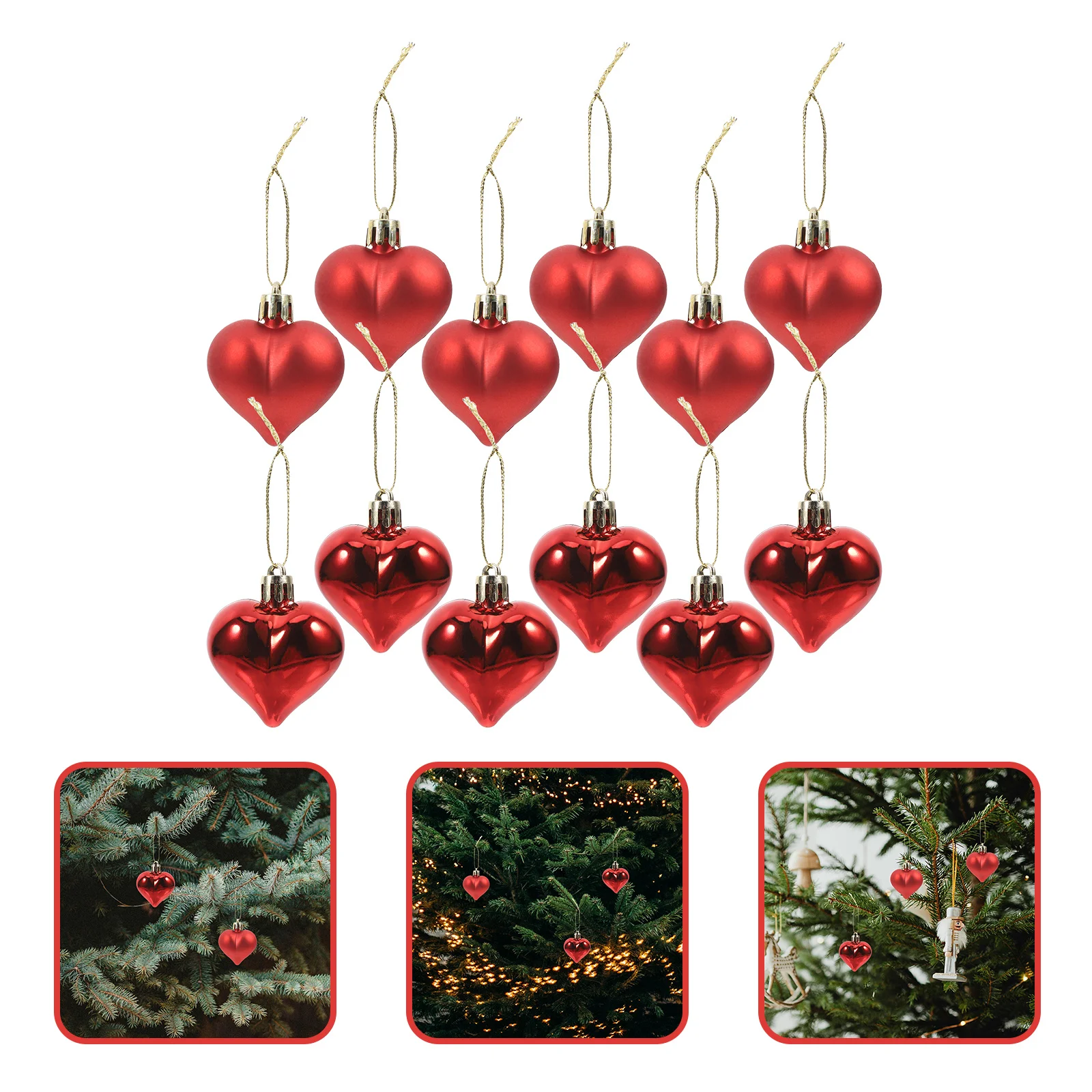 

24Pcs Heart Shape Plastic Christmas Balls Hanging Ornaments for Tree Chair Sash Gift Basket Festive Holiday Decoration
