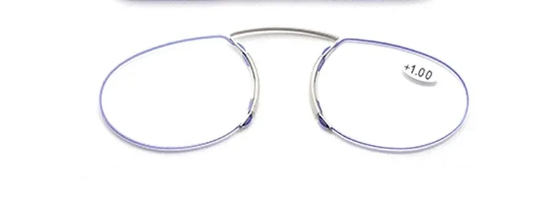 Randlose Schaumstoff-Lesebrille, Nasenclip auf Mini, für Männer und Frauen, Pince-Nez, tragbare Lupe, oval, mit Etui +1+1,5+2+2,5+3 – Detail 8