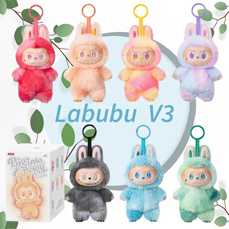 7 estilos NUEVO Labubu The Monsters V3 Series Caja de felpa ciega Juguete con base de vinilo, personajes animados, caja sorpresa misteriosa, llavero