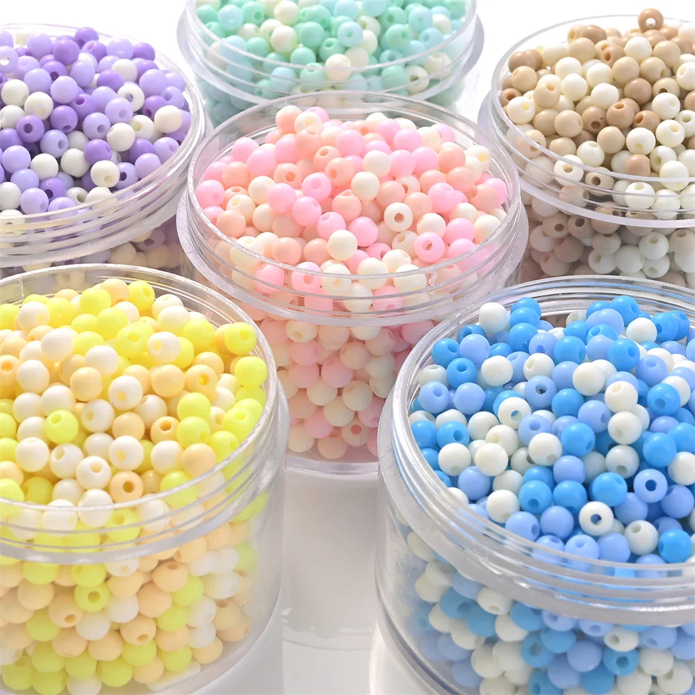 100 Stück 4 mm Macaron-farbene Acrylperlen, runde Saatperlen, lose Abstandsperlen für die Schmuckherstellung, DIY-Armband, Halskette, Zubehör – Detail 4