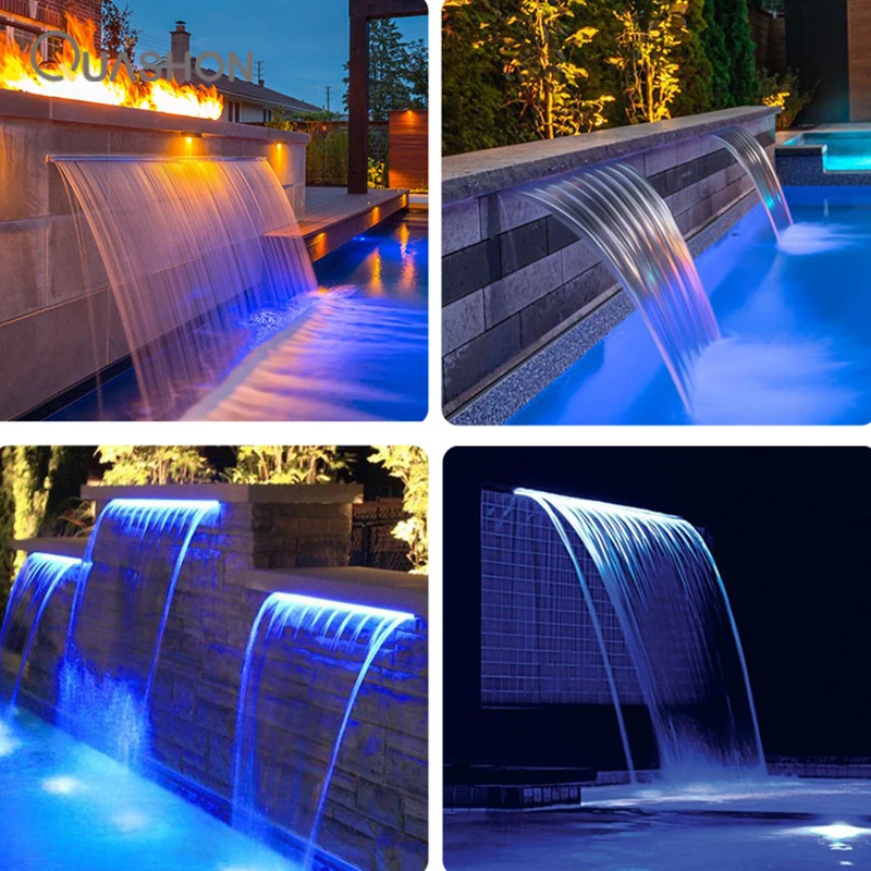 

LED Waterfall Outlet Descent Fountain Light AC110-265V Length Swimming Pool Cascade Decorative Wall Hanging Fountain Spillway