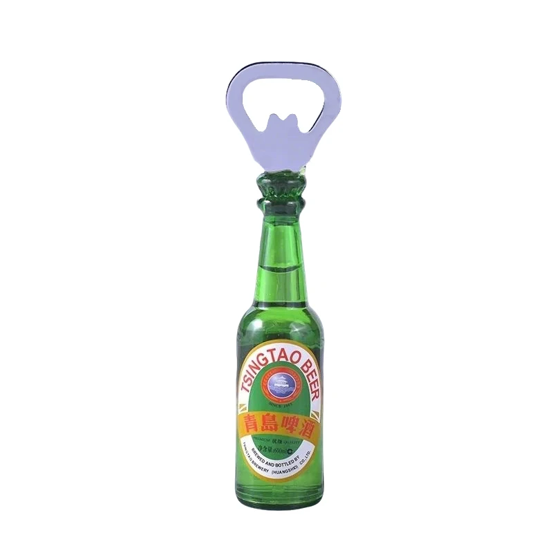 Imán para nevera con abridor de cerveza Tsingtao, práctico recuerdo de Baihua Snakewater, imán para nevera de la ciudad china