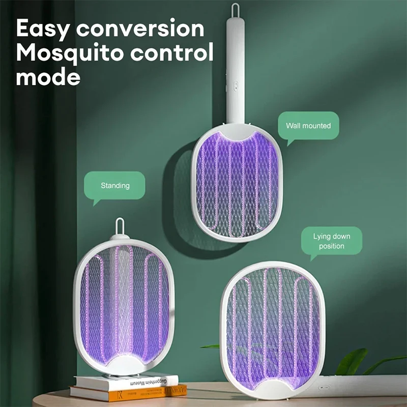 

New Foldable Electric Mosquito Killer Fly Swatter Trap Usb Rechargeable Mosquito Racket Insect Killer With Uv Light Bug Zapper