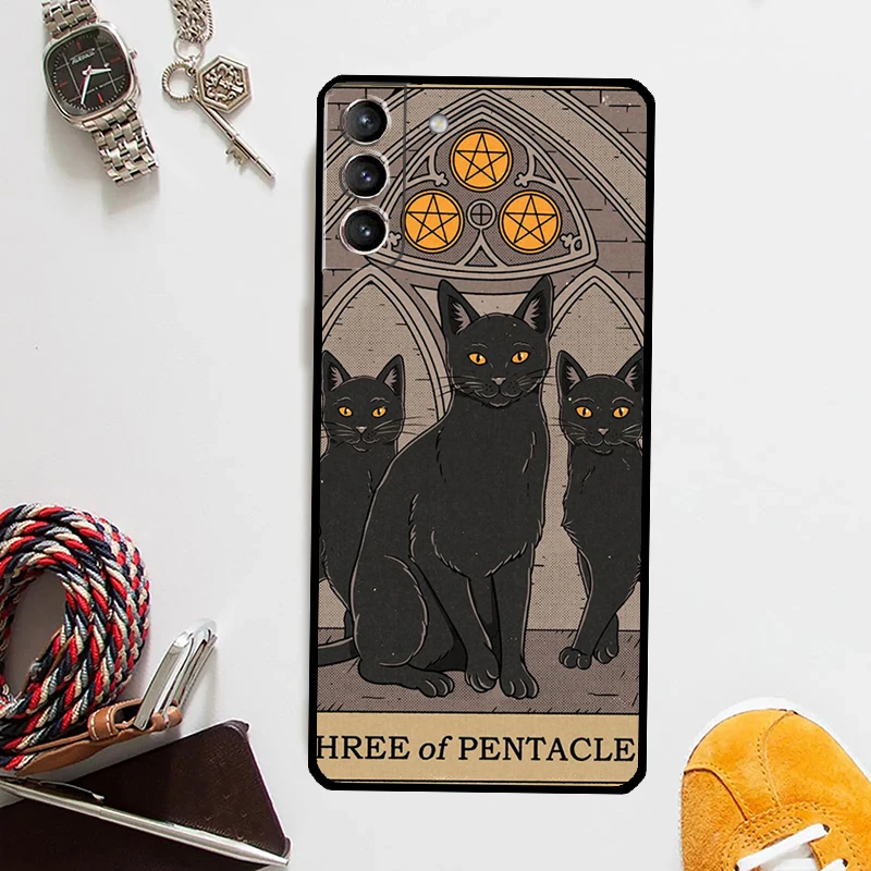 Cats Tarot Witchcraft Case For Samsung Galaxy S24 Ultra S23 S22 S21 S20 Plus Note 10 Note 20 S9 S10 S21 FE Cover